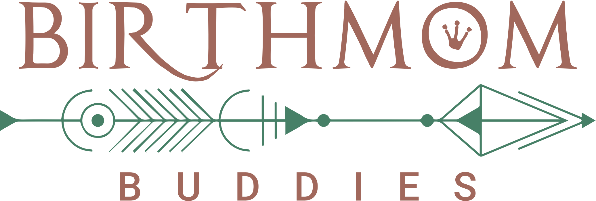 The Birthmom Buddies logo, with the word Birthmom above an arrow and the word Buddies below it.